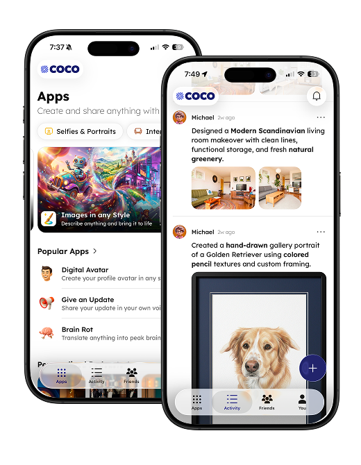 Coco app interface on mobile device